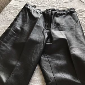 Leather flat front fully lined pants